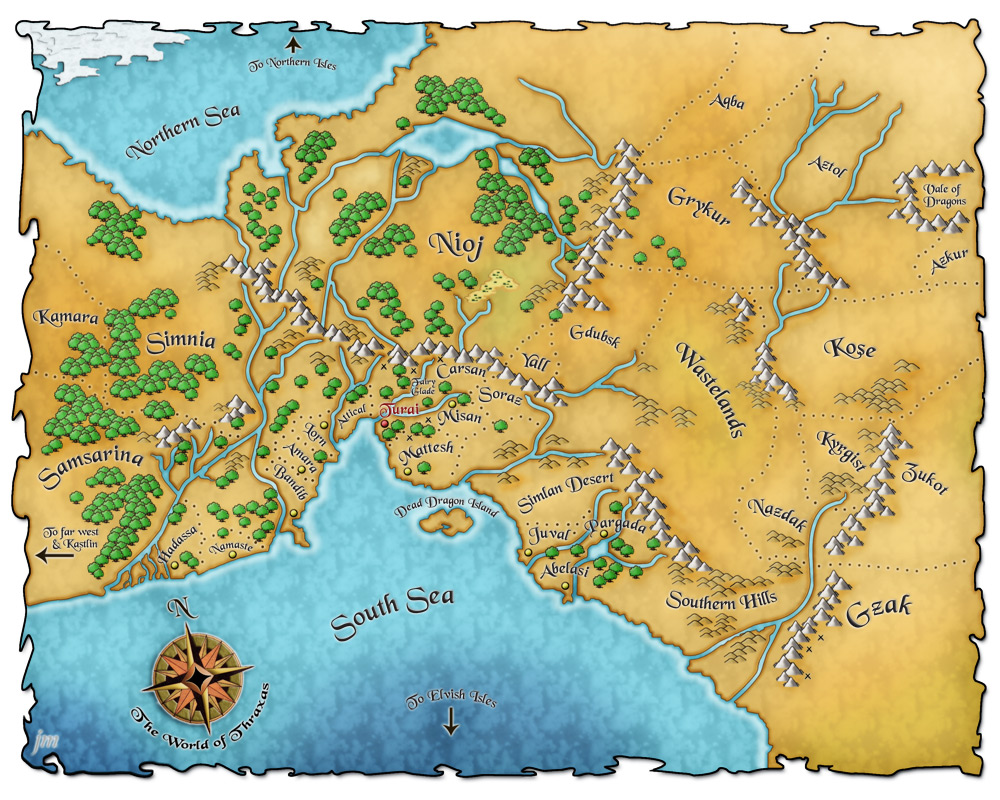 large map of Thraxas's world